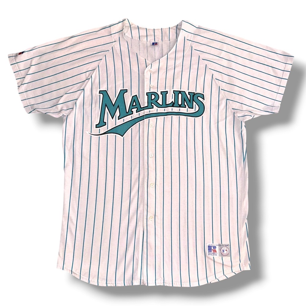 Russell Athletic Jersey Mens XXL White Florida Marlins Pinstripe 90s USA MLB